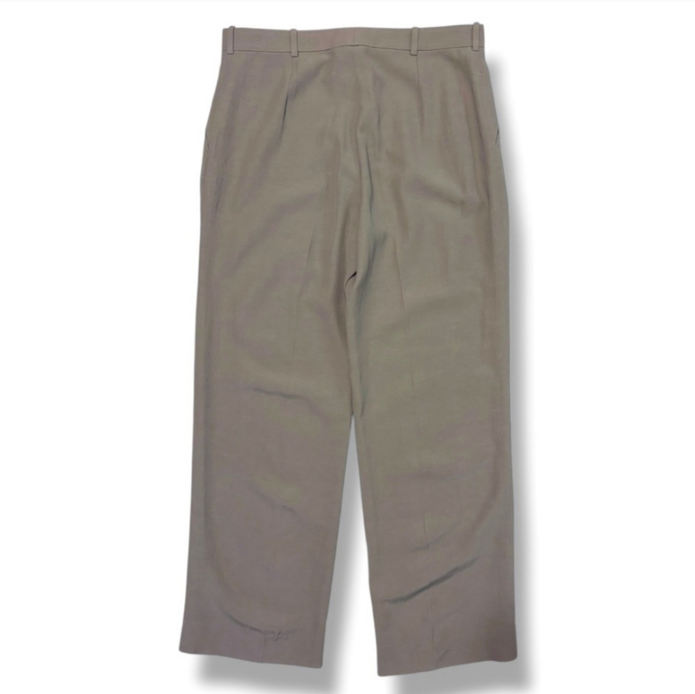 ARMANI COLLEZIONI Tan Mid Rise Flat Front Linen Blend Straight Leg Dress Pants - Picture 3 of 10